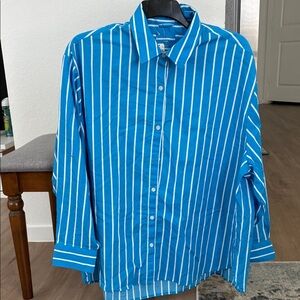 Aerie Striped Loose Button Down Blouse